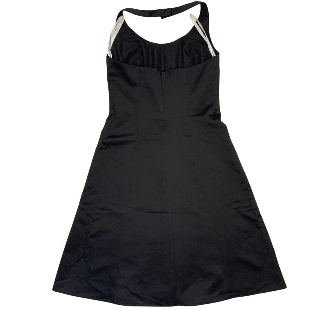 David's Bridal 4 bridesmaid prom formal gown dress Halter Satin Black short NEW